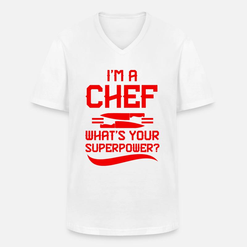 kochen koch superpower - Männer-T-Shirt mit V-Ausschnitt - Weiß