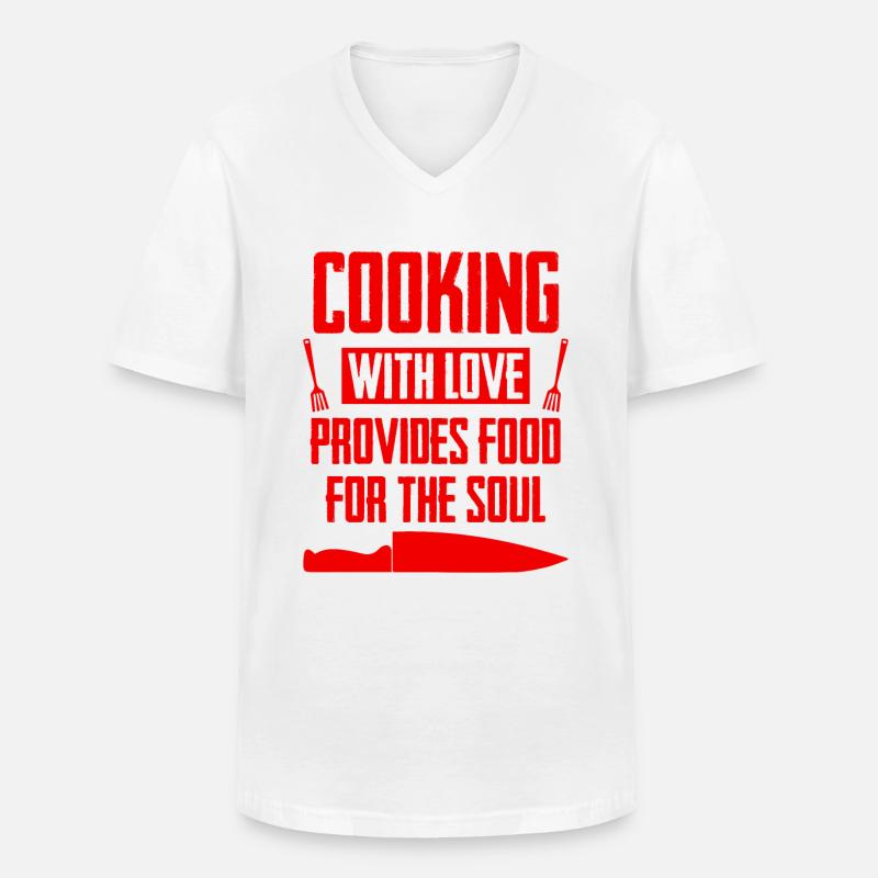 kochen mit liebe - Männer-T-Shirt mit V-Ausschnitt - Weiß