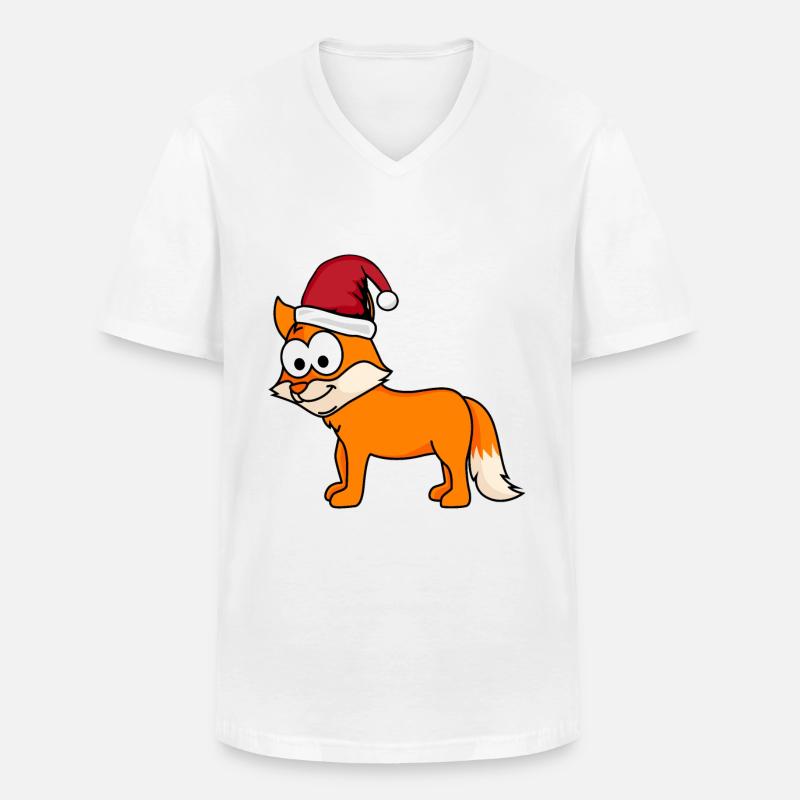 Fuchs Comic Weihnachten - Männer-T-Shirt mit V-Ausschnitt - Weiß