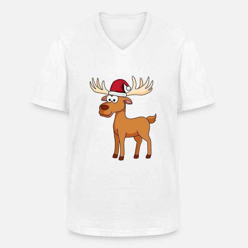 Elch Comic Weihnachten - Männer-T-Shirt mit V-Ausschnitt - Weiß