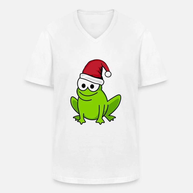 Frosch Comic Weihnachten - Männer-T-Shirt mit V-Ausschnitt - Weiß