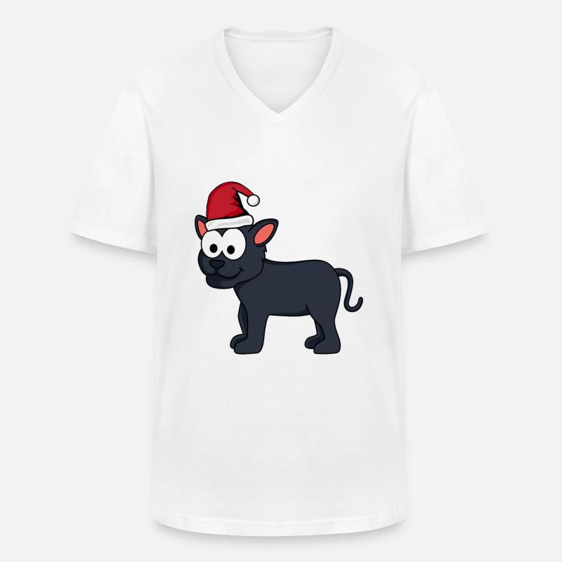 Panther Comic Weihnachten - Männer-T-Shirt mit V-Ausschnitt - Weiß