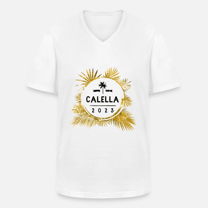 Calella 2023 Bunt - Männer-T-Shirt mit V-Ausschnitt - Weiß