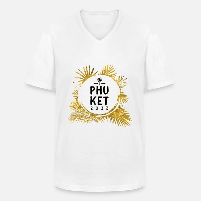 Phuket 2023 Bunt - Männer-T-Shirt mit V-Ausschnitt - Weiß