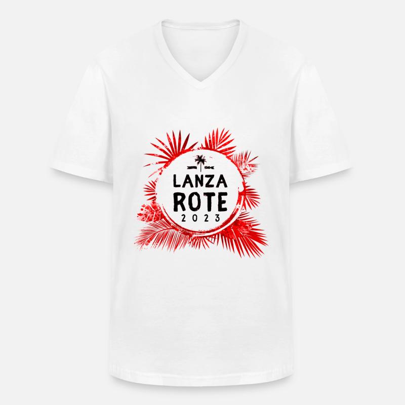 Lanzarote 2023 Bunt - Männer-T-Shirt mit V-Ausschnitt - Weiß