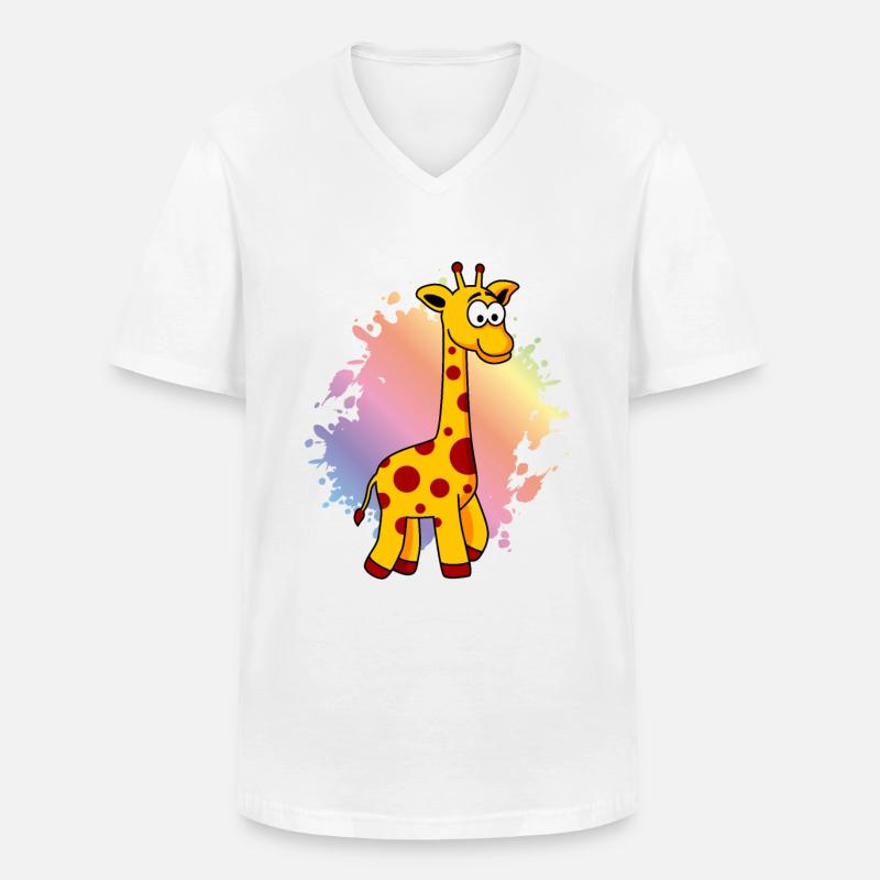 Giraffe Comic Tier - Männer-T-Shirt mit V-Ausschnitt - Weiß