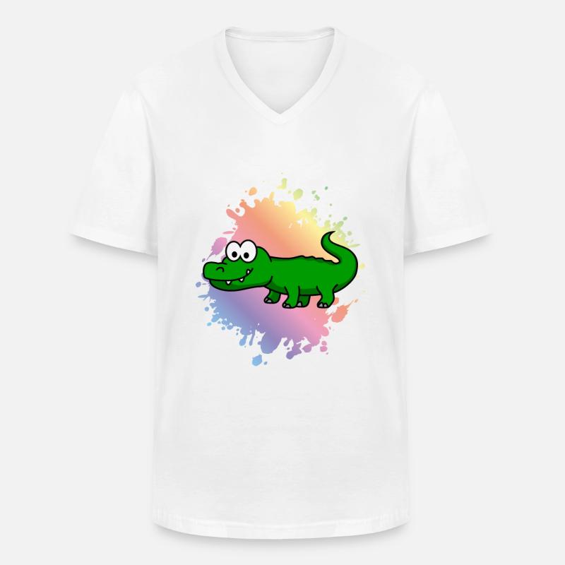 Alligator Comic Tier - Männer-T-Shirt mit V-Ausschnitt - Weiß