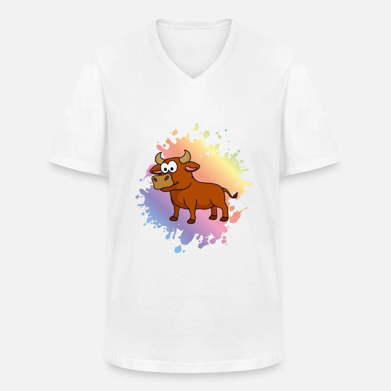 Stier Comic Tier - Männer-T-Shirt mit V-Ausschnitt - Weiß