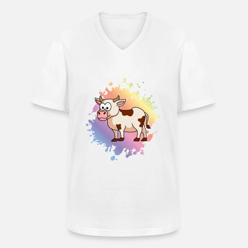 Kuh Comic Tier - Männer-T-Shirt mit V-Ausschnitt - Weiß