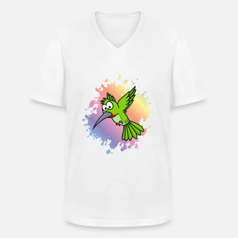 Kolibri Comic Tier - Männer-T-Shirt mit V-Ausschnitt - Weiß