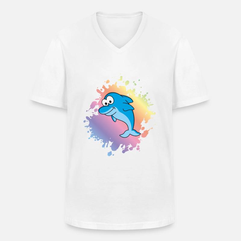 Delfin Comic Tier - Männer-T-Shirt mit V-Ausschnitt - Weiß