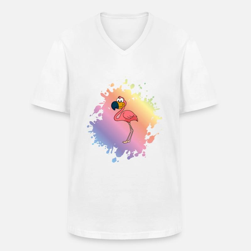 Flamingo Comic Tier - Männer-T-Shirt mit V-Ausschnitt - Weiß