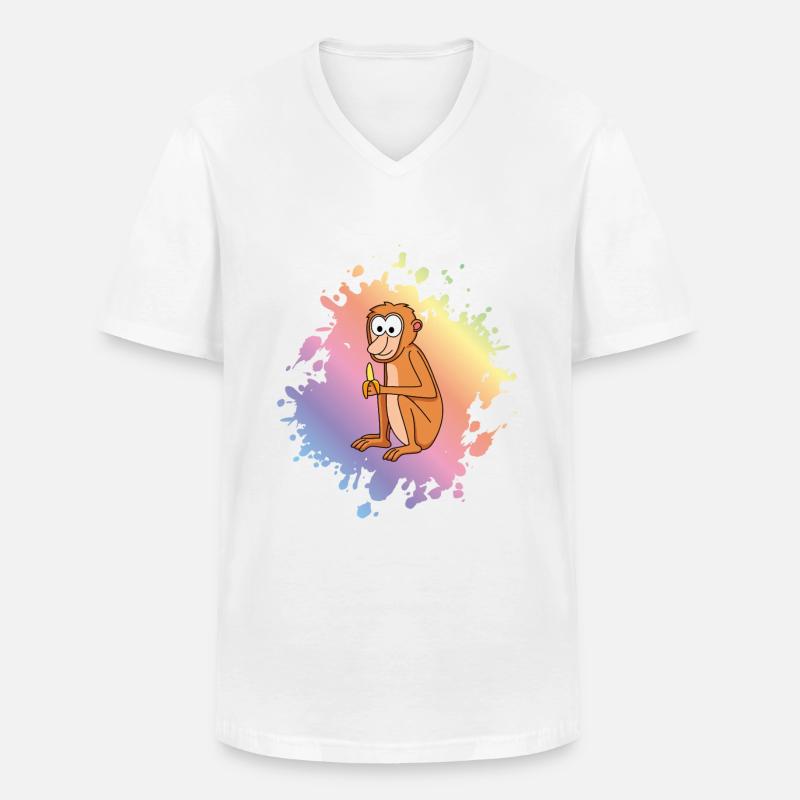 Affe comic Tier - Männer-T-Shirt mit V-Ausschnitt - Weiß