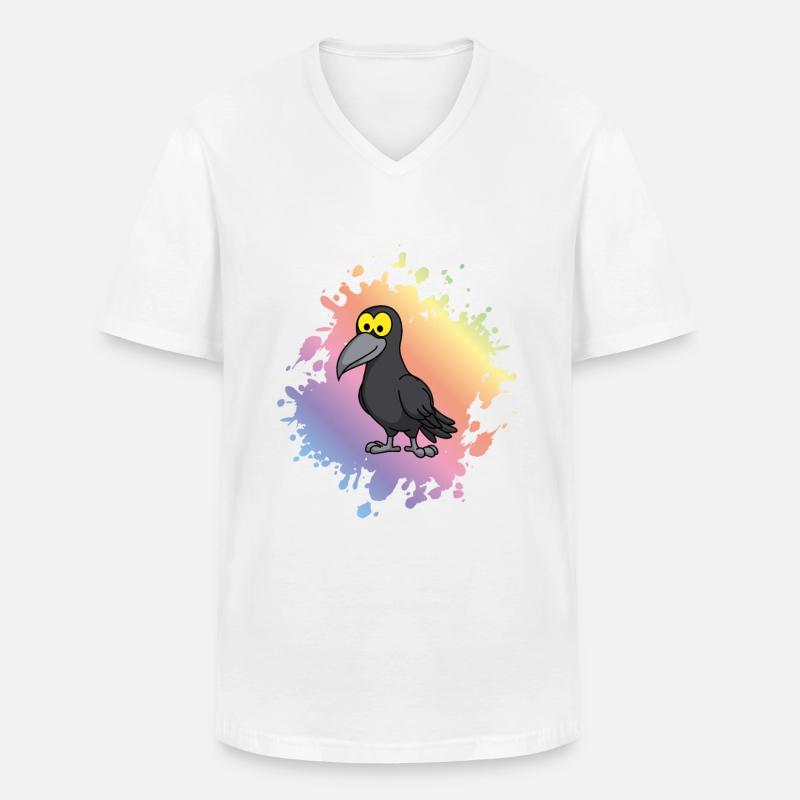 Krähe Comic Tier - Männer-T-Shirt mit V-Ausschnitt - Weiß
