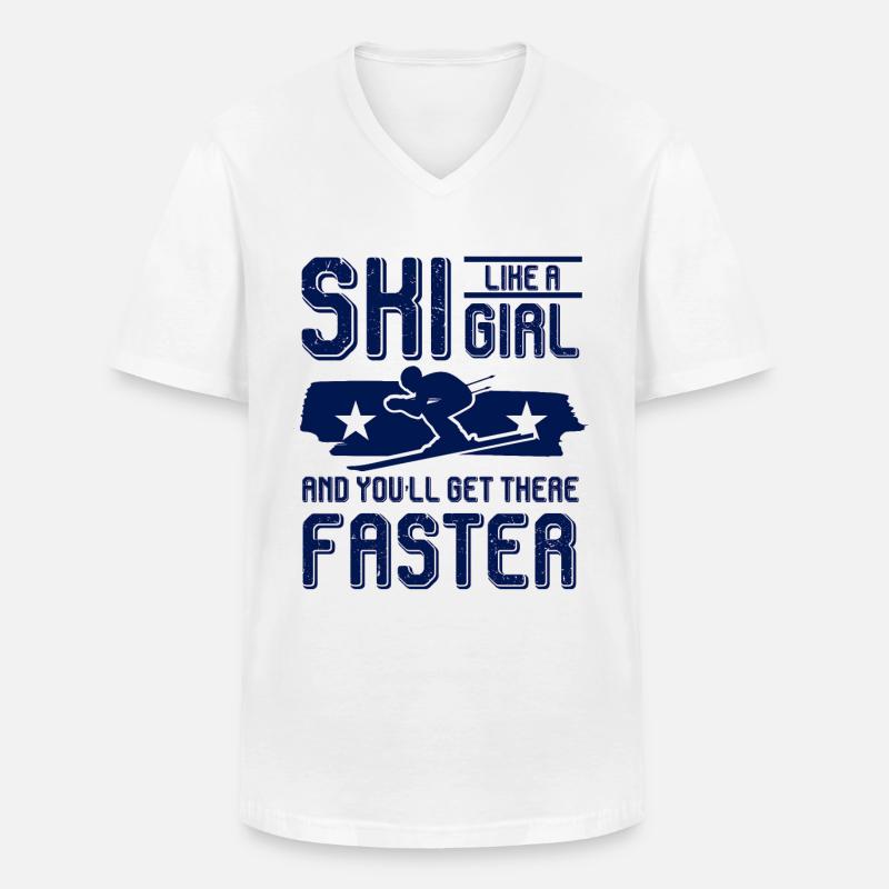 ski mädchen - Männer-T-Shirt mit V-Ausschnitt - Weiß