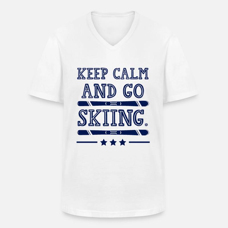 Keep calm ski - Männer-T-Shirt mit V-Ausschnitt - Weiß