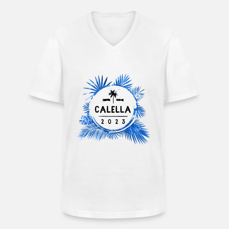 Calella 2023 Bunt - Männer-T-Shirt mit V-Ausschnitt - Weiß