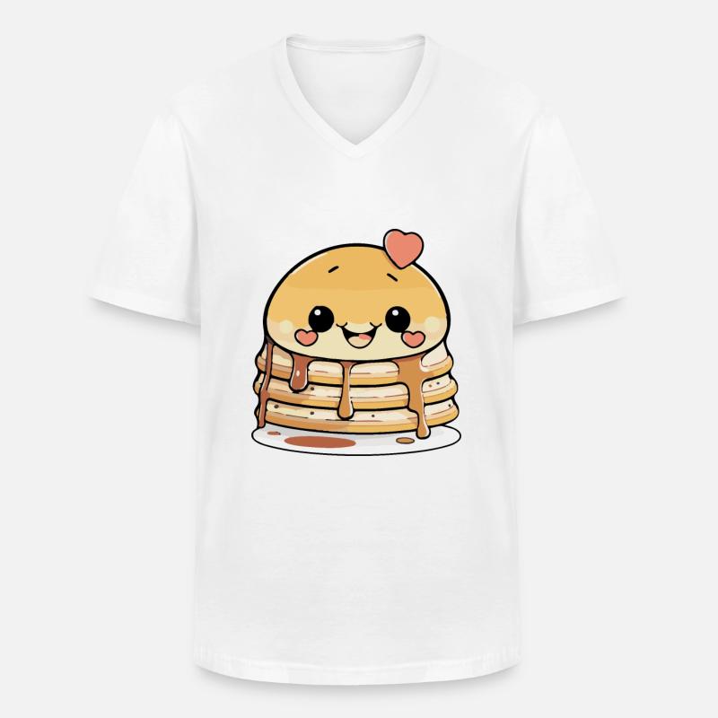 Pancake Comic - Männer-T-Shirt mit V-Ausschnitt - Weiß