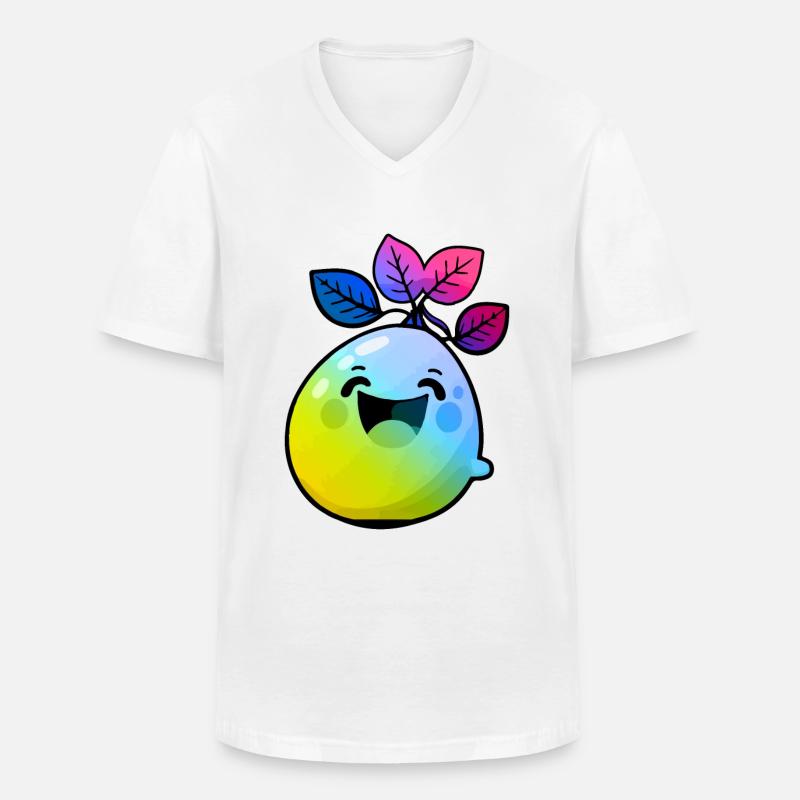 Zitrone Comic Bunt - Männer-T-Shirt mit V-Ausschnitt - Weiß