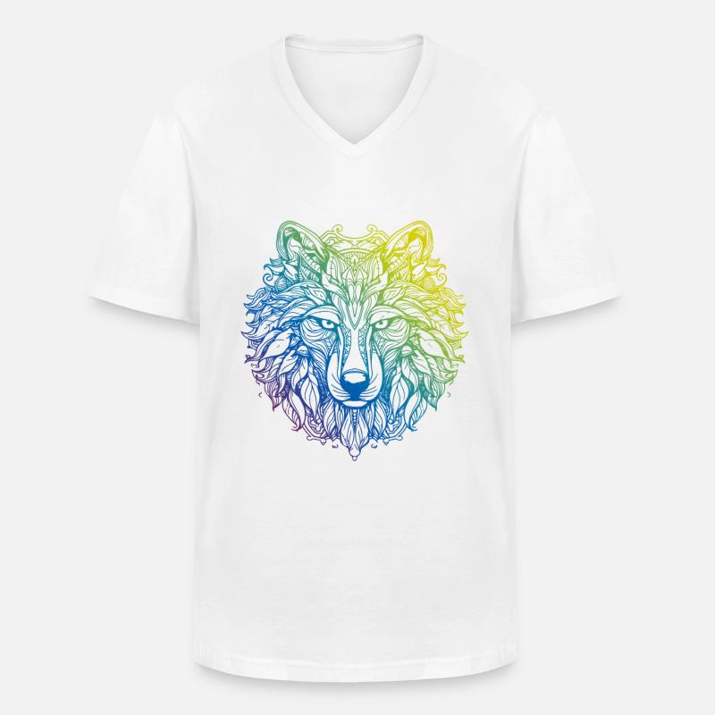 Wolf Mandala Boho - Men's V-Neck T-Shirt - white