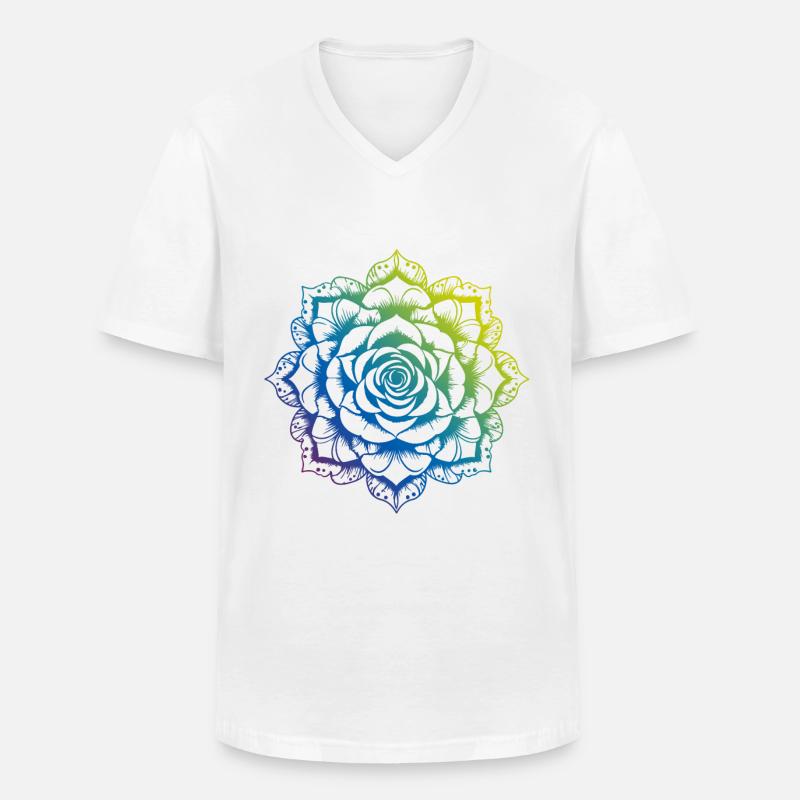 Rose Mandala Boho - Männer-T-Shirt mit V-Ausschnitt - Weiß