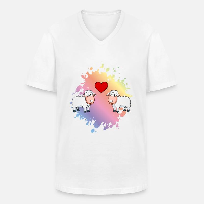 Schaf Comic Paar Liebe - Männer-T-Shirt mit V-Ausschnitt - Weiß