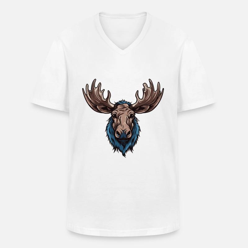 Elch Portrait - Männer-T-Shirt mit V-Ausschnitt - Weiß