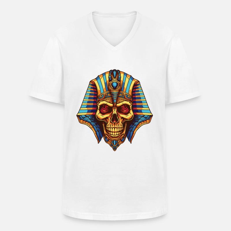 Pharao Totenkopf - Männer-T-Shirt mit V-Ausschnitt - Weiß