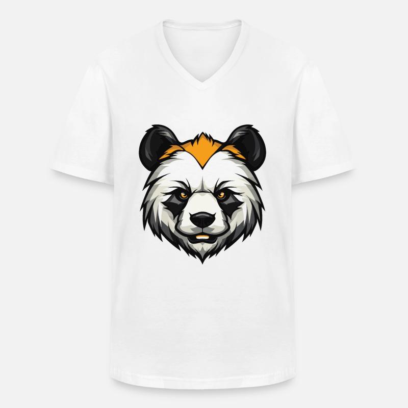 Panda Kopf - Männer-T-Shirt mit V-Ausschnitt - Weiß