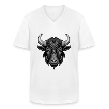 Tête de taureau Taureau - T-shirt col V Homme - blanc - Devant - AI Model Male 185 light (185cm)