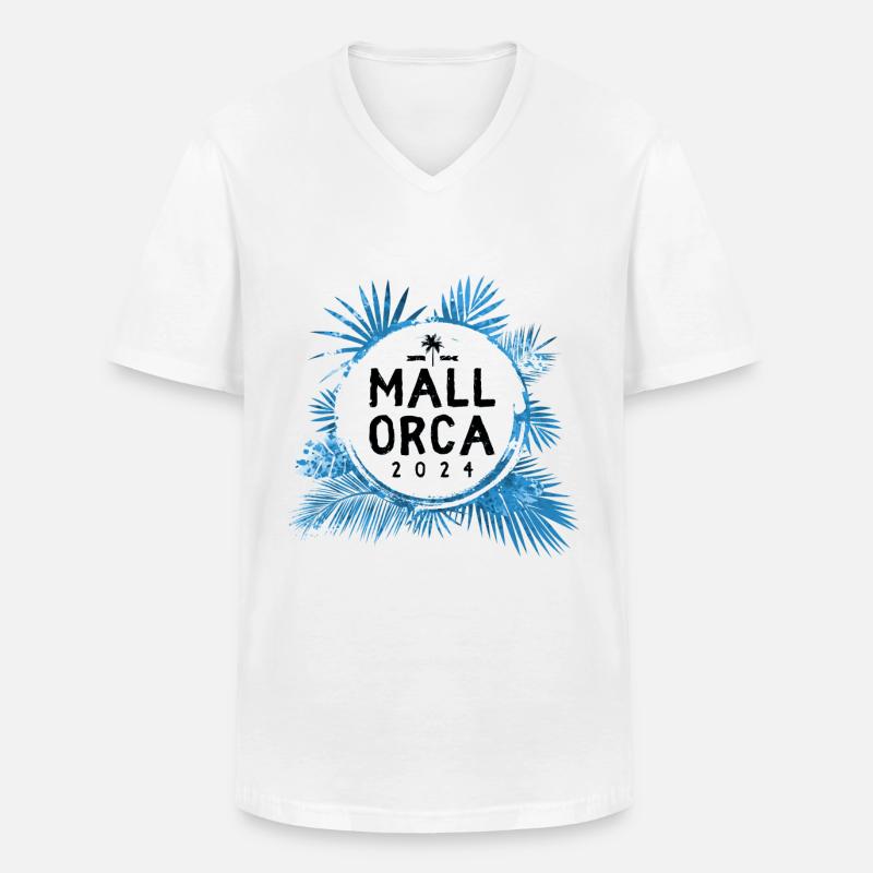 Mallorca 2024 Bunt - Männer-T-Shirt mit V-Ausschnitt - Weiß