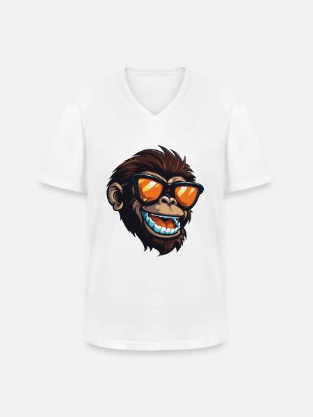 Rhino Head Portrait Cool - Men's V-Neck T-Shirt - white