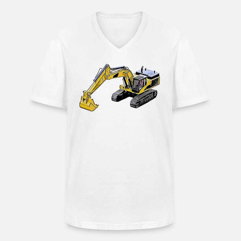 Kettenbagger Bagger Farbig Schaufelbagger - Männer-T-Shirt mit V-Ausschnitt - Weiß