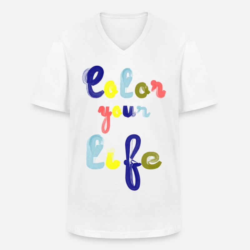 Färben Sie Ihr Leben - Männer-T-Shirt mit V-Ausschnitt - Weiß