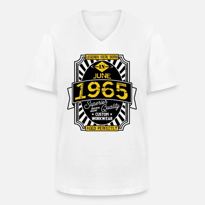 JUNI 1965 - Männer-T-Shirt mit V-Ausschnitt - Weiß