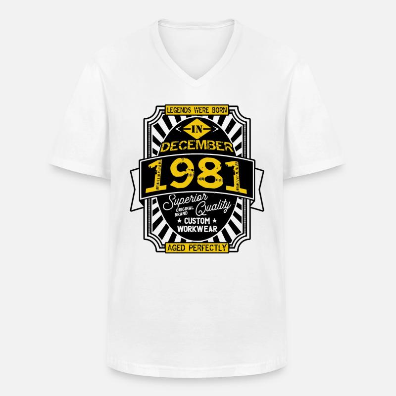 1981 DEZEMBER - Männer-T-Shirt mit V-Ausschnitt - Weiß