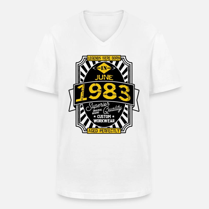 JUNI 1984 - Männer-T-Shirt mit V-Ausschnitt - Weiß