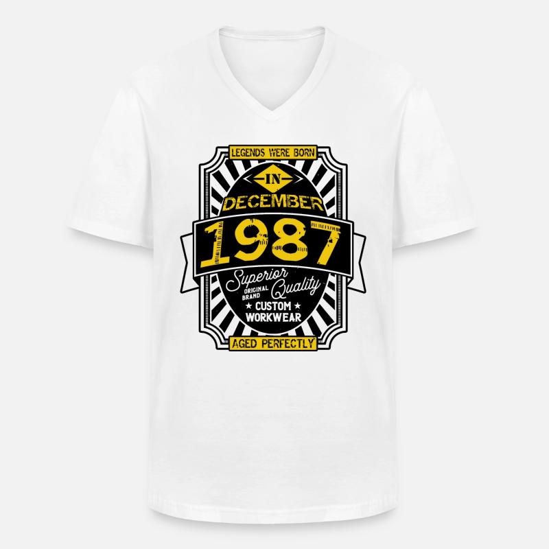 1987 DEZEMBER - Männer-T-Shirt mit V-Ausschnitt - Weiß