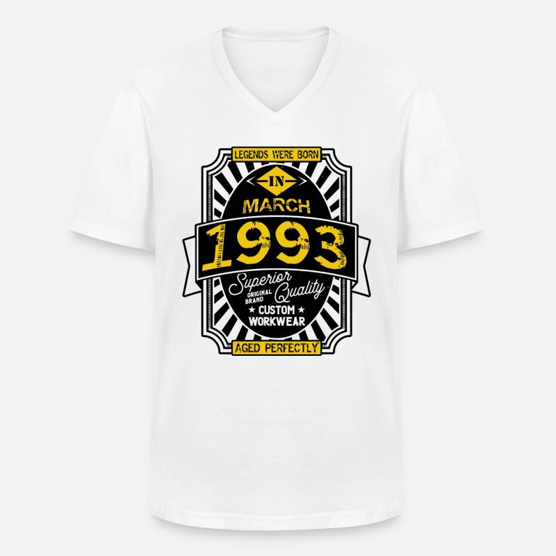 1993 MÄRZ - Männer-T-Shirt mit V-Ausschnitt - Weiß