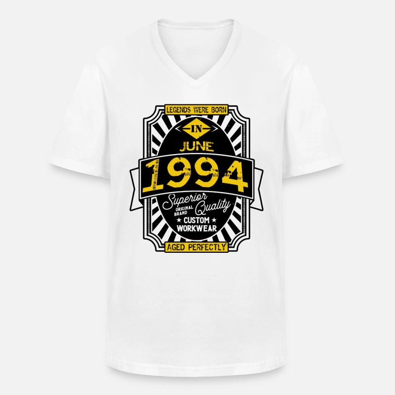 JUNI 1994 - Männer-T-Shirt mit V-Ausschnitt - Weiß