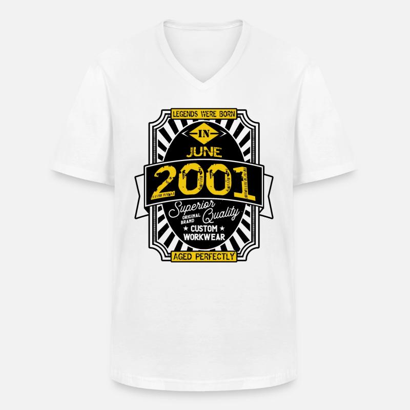 JUNI 2001 - Männer-T-Shirt mit V-Ausschnitt - Weiß