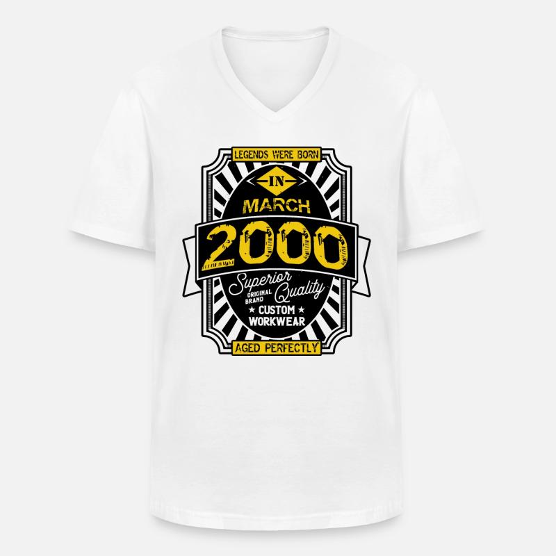 2000 MÄRZ - Männer-T-Shirt mit V-Ausschnitt - Weiß