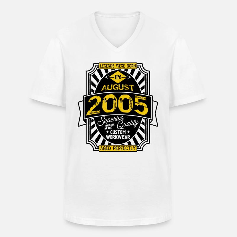 AUGUST 2005 - Männer-T-Shirt mit V-Ausschnitt - Weiß