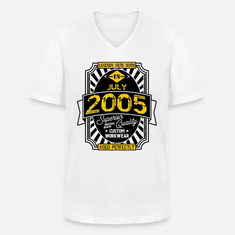 2005 JULI - Männer-T-Shirt mit V-Ausschnitt - Weiß