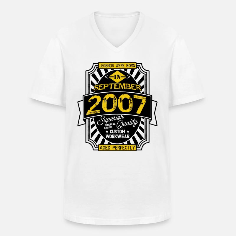 SEPTEMBER 2007 - Männer-T-Shirt mit V-Ausschnitt - Weiß
