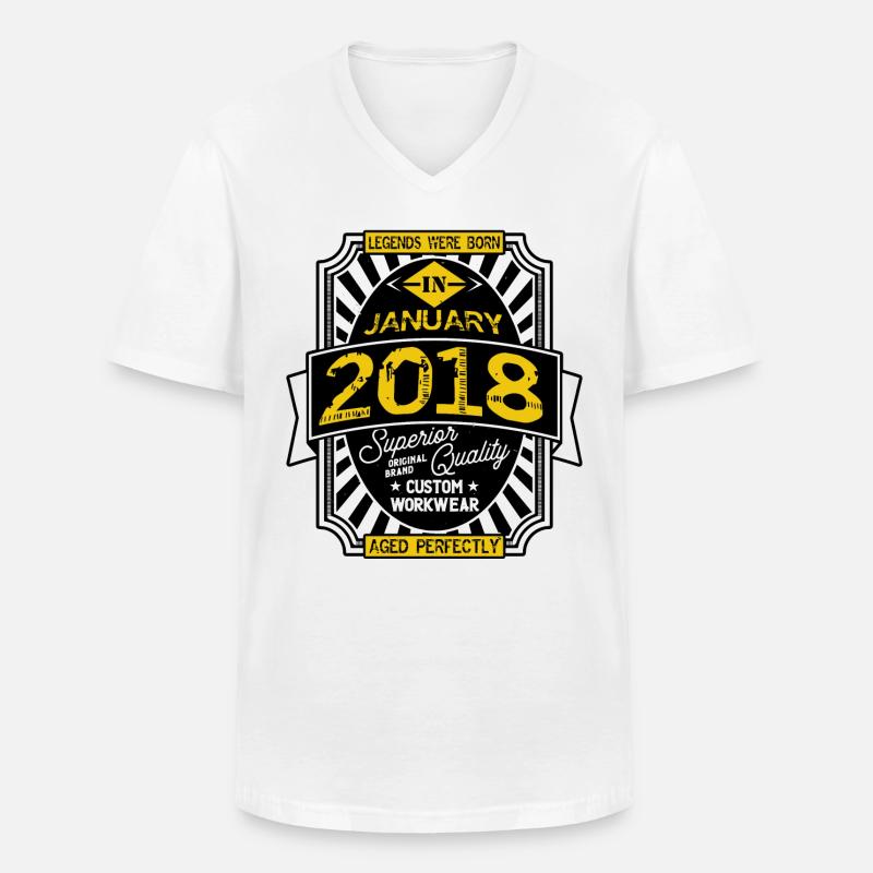 2018 JANUAR - Männer-T-Shirt mit V-Ausschnitt - Weiß