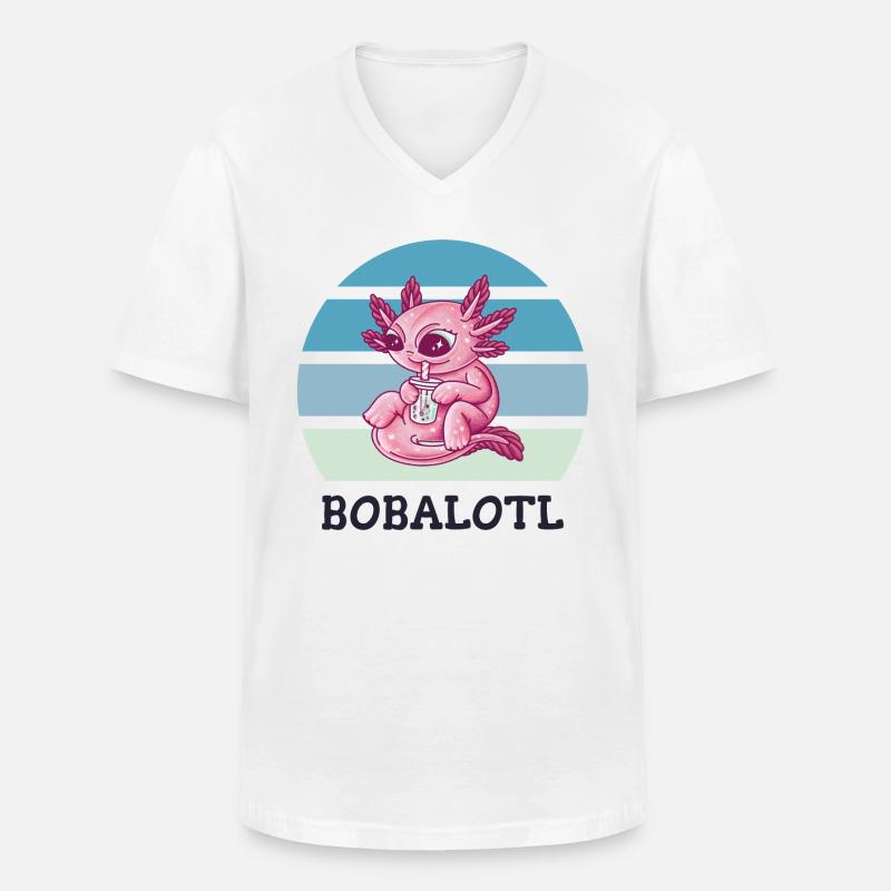 Boba Bubble Tea Axolotl Bobalotl - Männer-T-Shirt mit V-Ausschnitt - Weiß