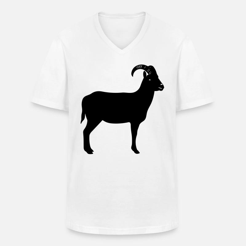 Ziege - Männer-T-Shirt mit V-Ausschnitt - Weiß