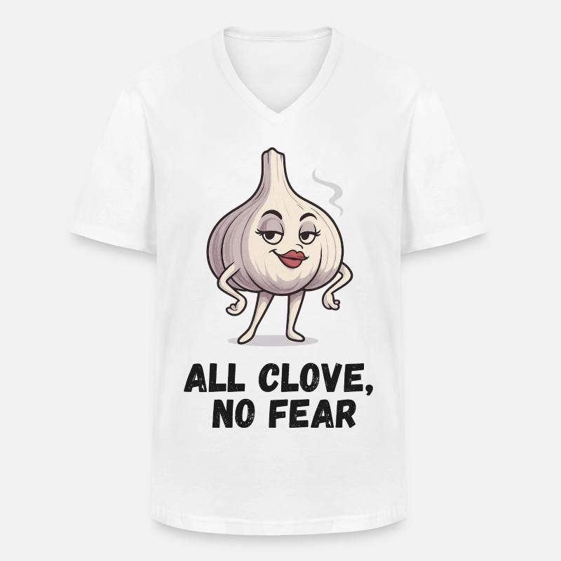 Knoblauch Dame eine Angst karikatur  - Männer-T-Shirt mit V-Ausschnitt - Weiß