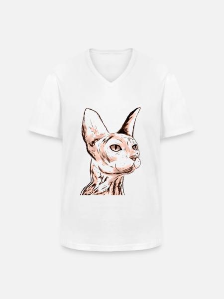 SMALL SPHINX - Men's V-Neck T-Shirt - white